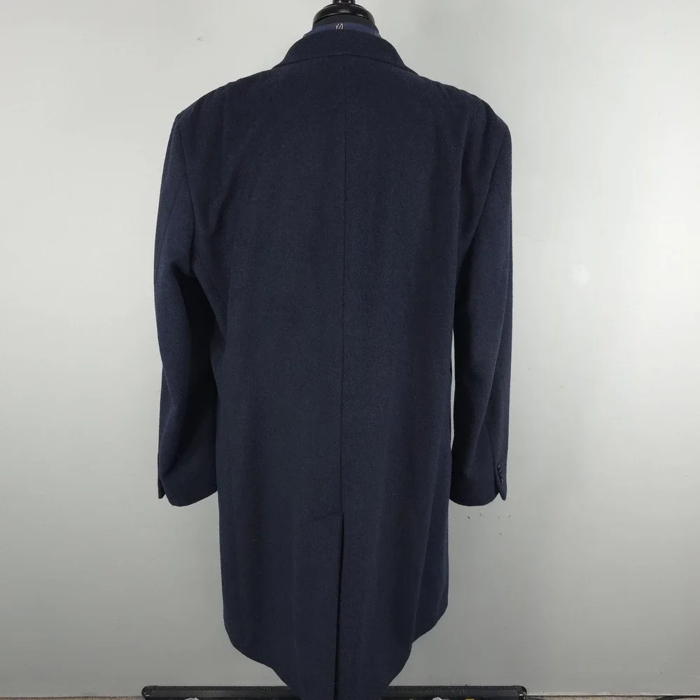 Nautica Coat Mens 48 Blue Wool Single Breasted Long Lined Overcoat Classic